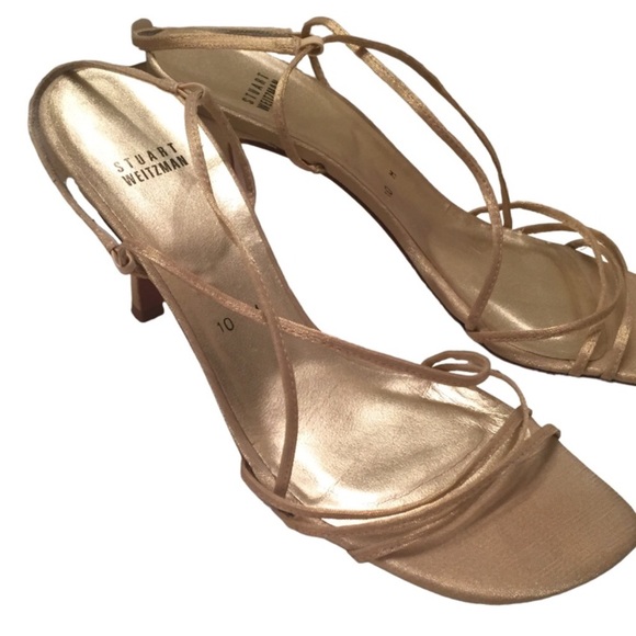 STUART WEITZMAN “Converge” ORO Gold Sparkle Lame Heels - Picture 1 of 14